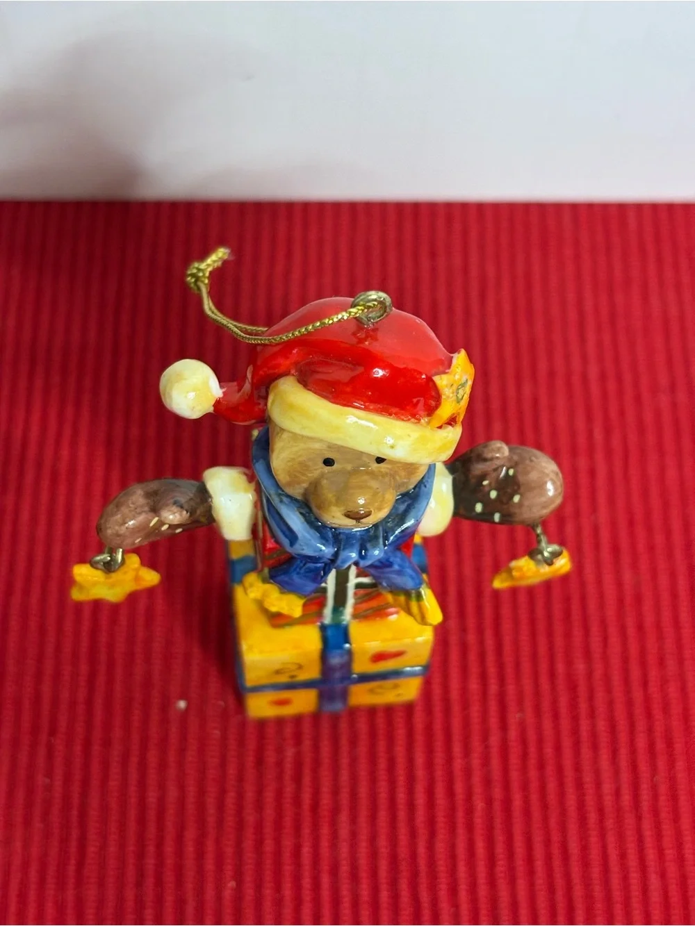 Christmas Teddy Ornament in Red, Yellow and Blue - Kids Toys